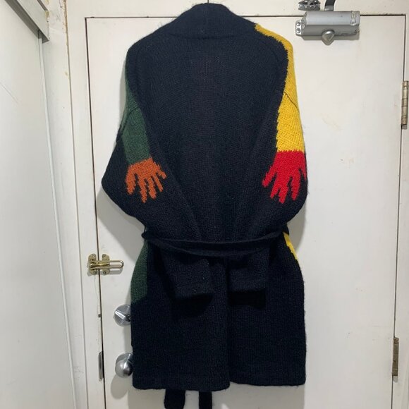 VINTAGE GRAPHIC KNIT BELTED WOOL SWEATER CARDIGANS SIZE XL - Picture 13 of 16